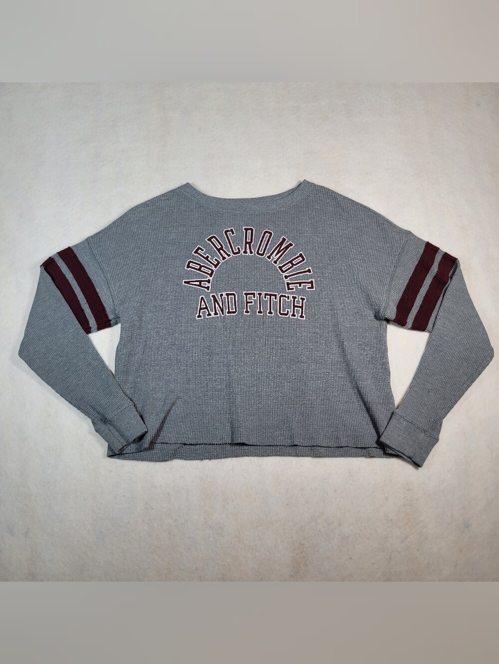 Abercrombie & Fitch Gray Waffle Knit Sweater Cotton Blend Sz Small